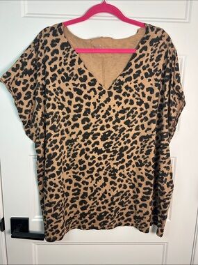 aerie Leopard Print V-Neck Tunic in Tan and Black